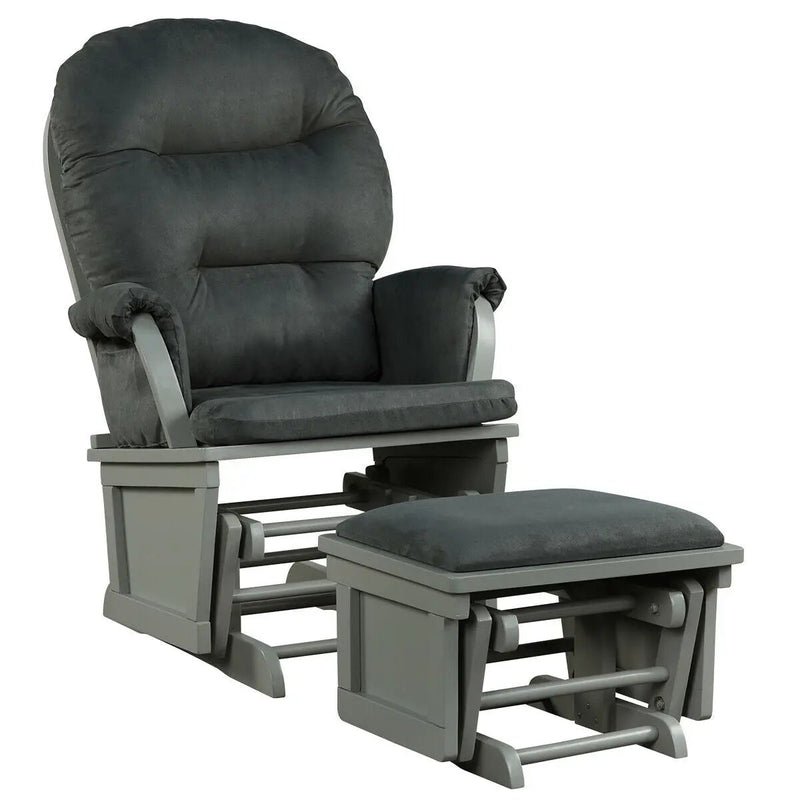 Wood Baby Glider and Ottoman Cushion Set with Padded Armrests for Nursing by DirectDeals