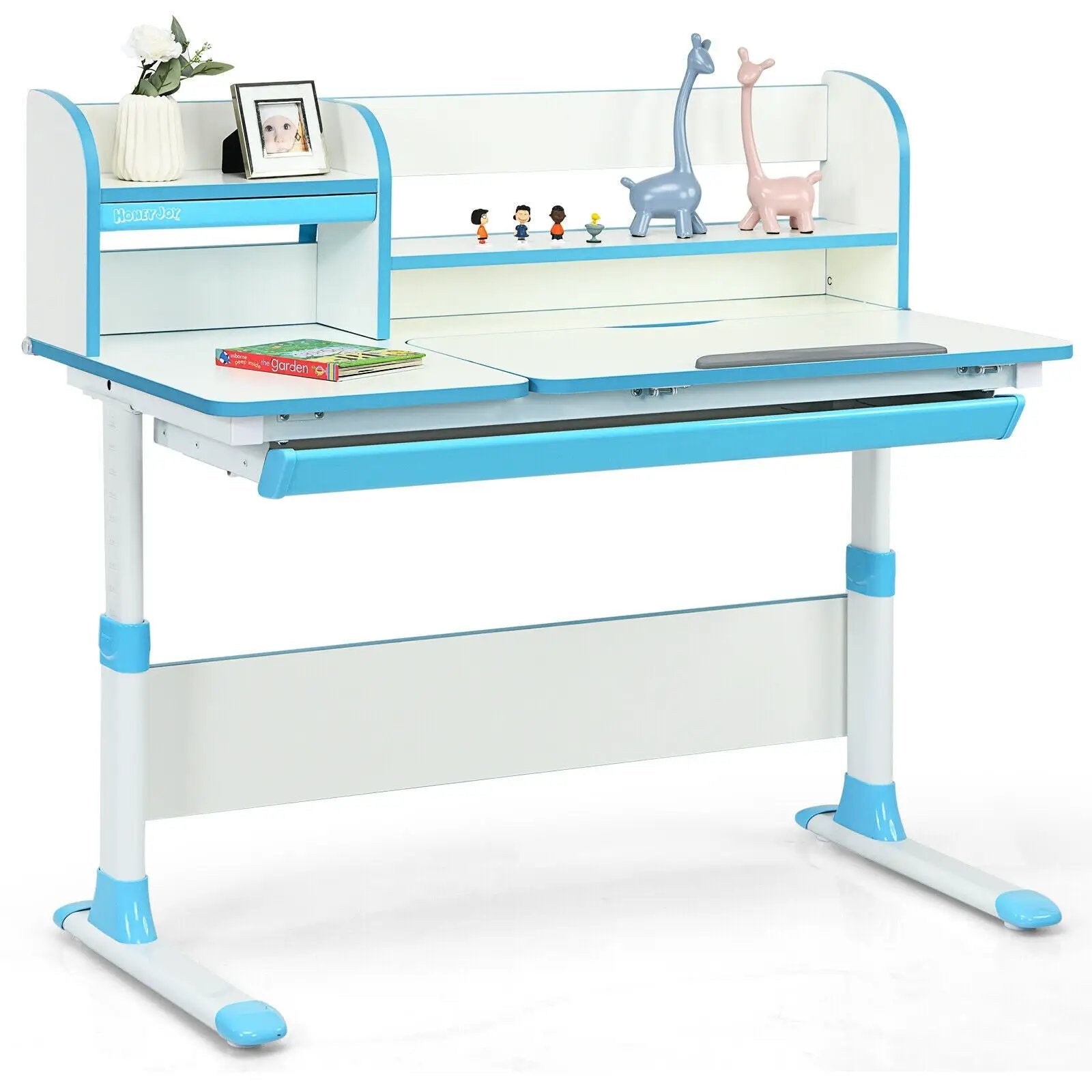 Adjustable Height Study Desk with Drawer and Tilted Desktop for School and Home by DirectDeals
