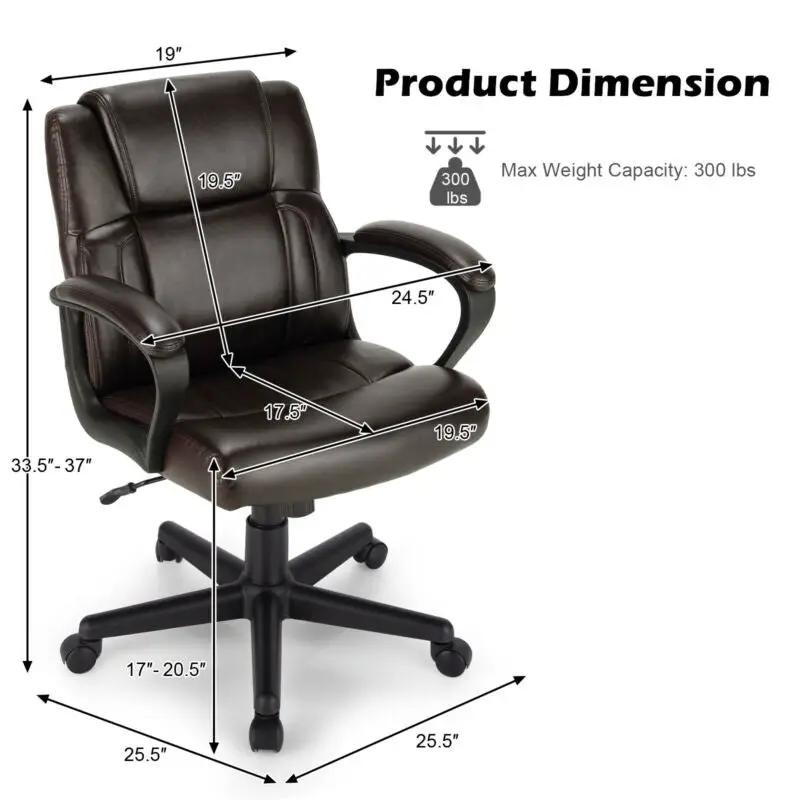 Adjustable Leather Executive Office Chair Computer Desk Chair with Armrest by DirectDeals
