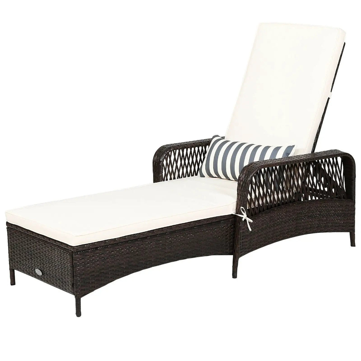 Outdoor Patio Wicker Chaise Lounge Chair with Adjustable Backrest and Pillow, photo 3 of 9