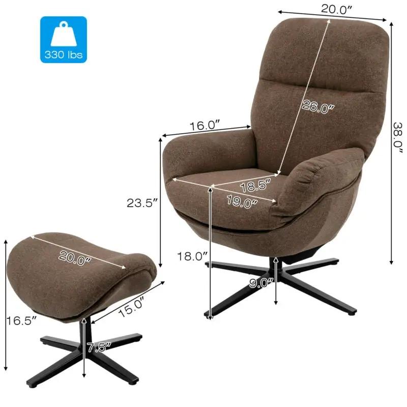Upholstered Swivel Lounge Chair with Ottoman and Rocking Footstool by DirectDeals