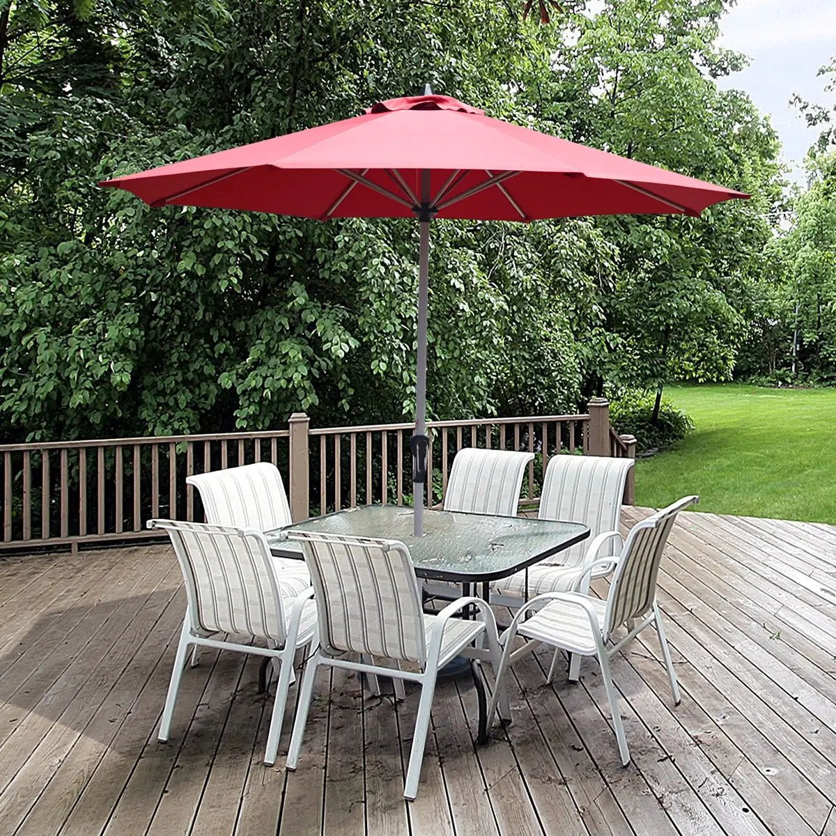 9 Feet Patio Outdoor Market Umbrella with Aluminum Pole without Weight Base, photo 15 of 17