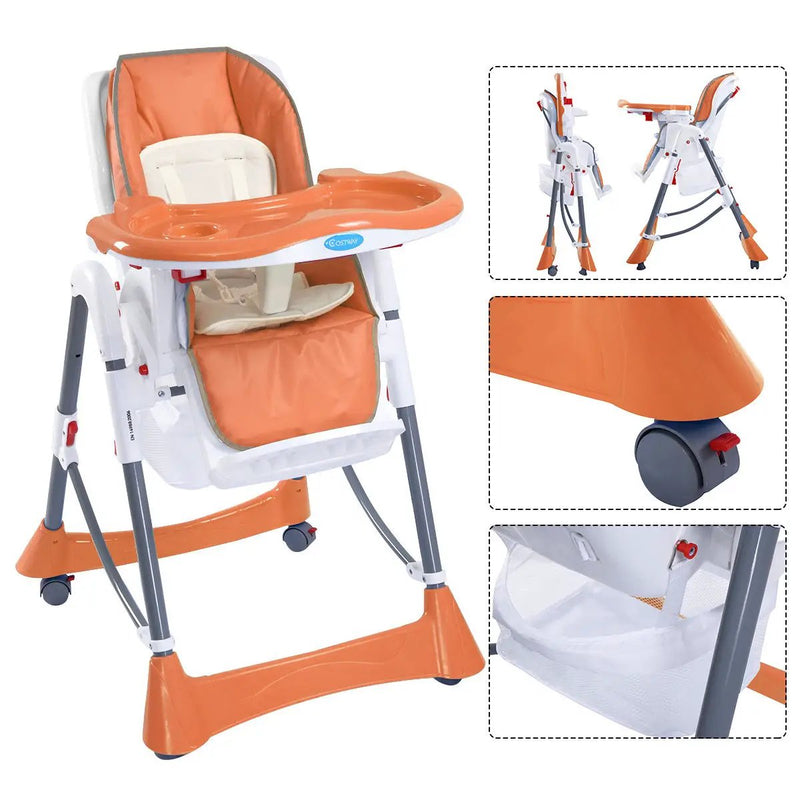 Portable Folding Baby High Chair Toddler Feeding Seat-orange by DirectDeals