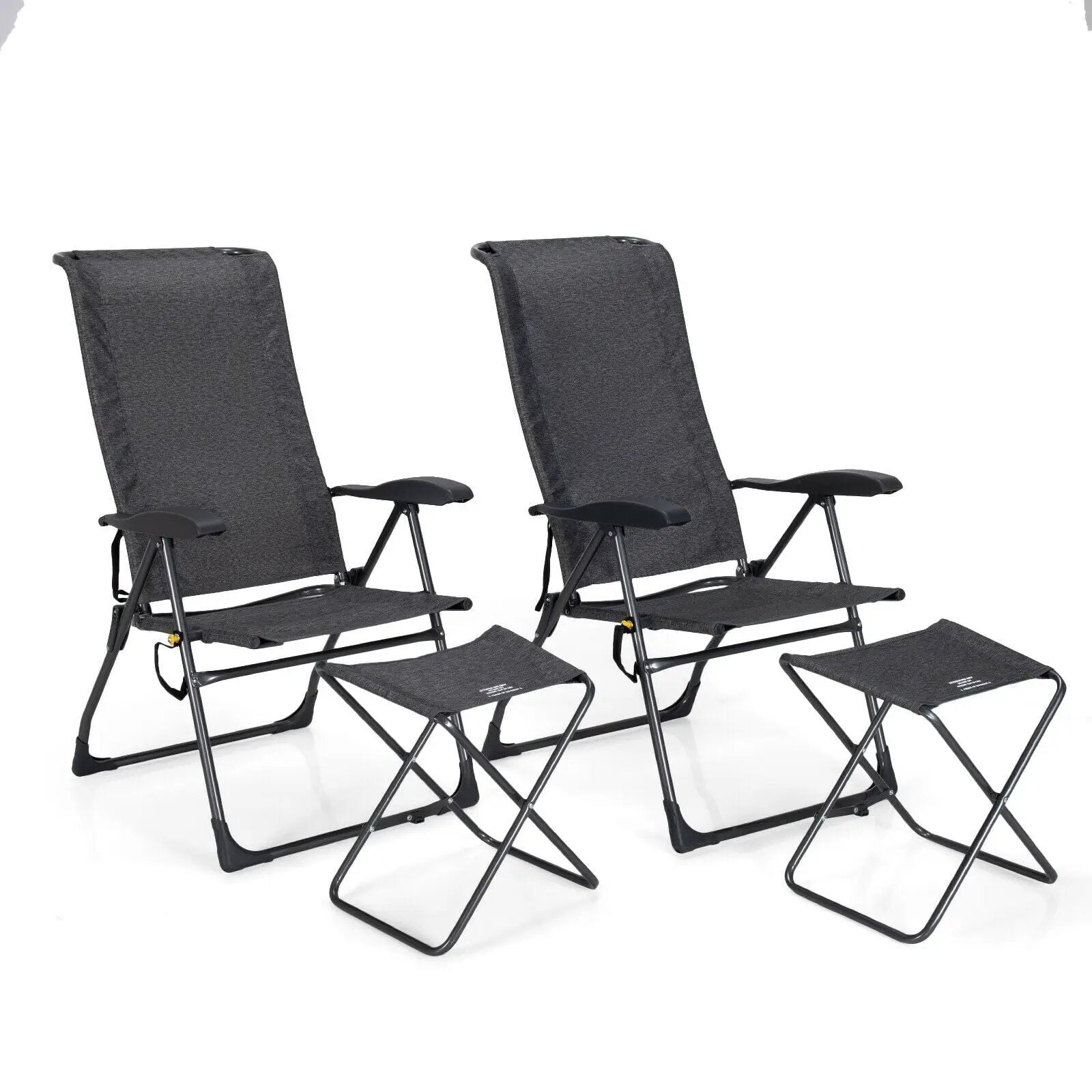 4 Pieces Patio Adjustable Back Folding Dining Chair Ottoman Set by DirectDeals