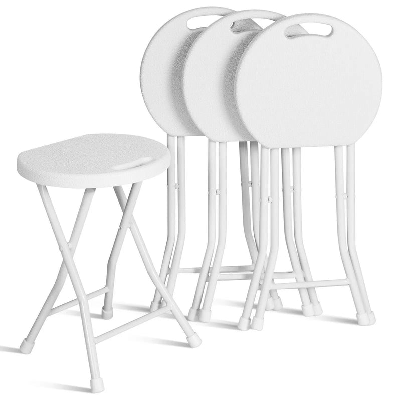 Set of 4 18 Inch Collapsible Round Stools with Handle by DirectDeals