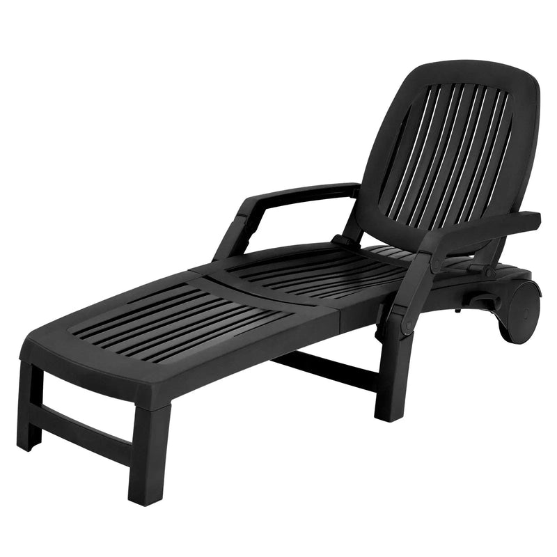 Adjustable Patio Sun Lounger with Weather Resistant Wheels by DirectDeals