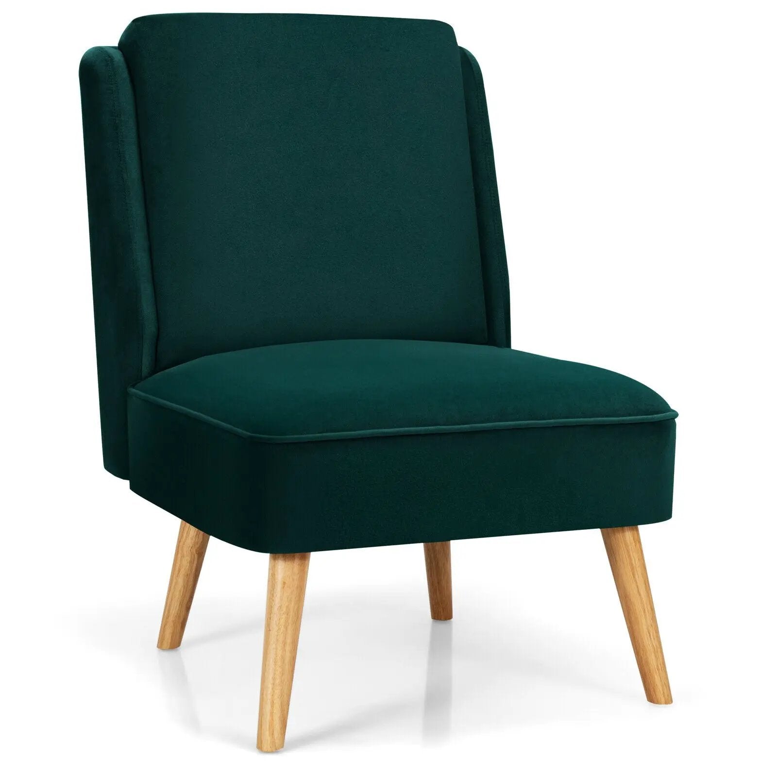 Velvet Accent Armless Side Chair with Rubber Wood Legs for Bedroom by DirectDeals