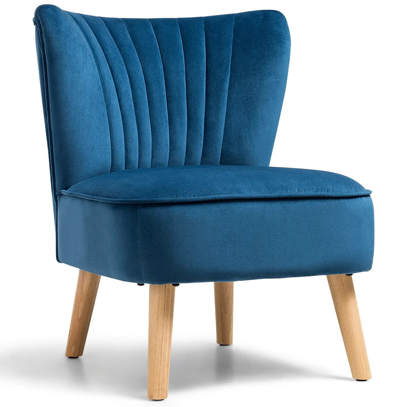 Modern Armless Velvet Accent Chair with Wood Legs by DirectDeals