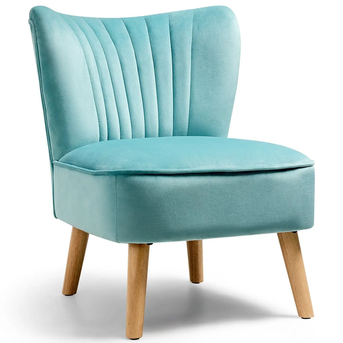 Modern Armless Velvet Accent Chair with Wood Legs, photo 9 of 10