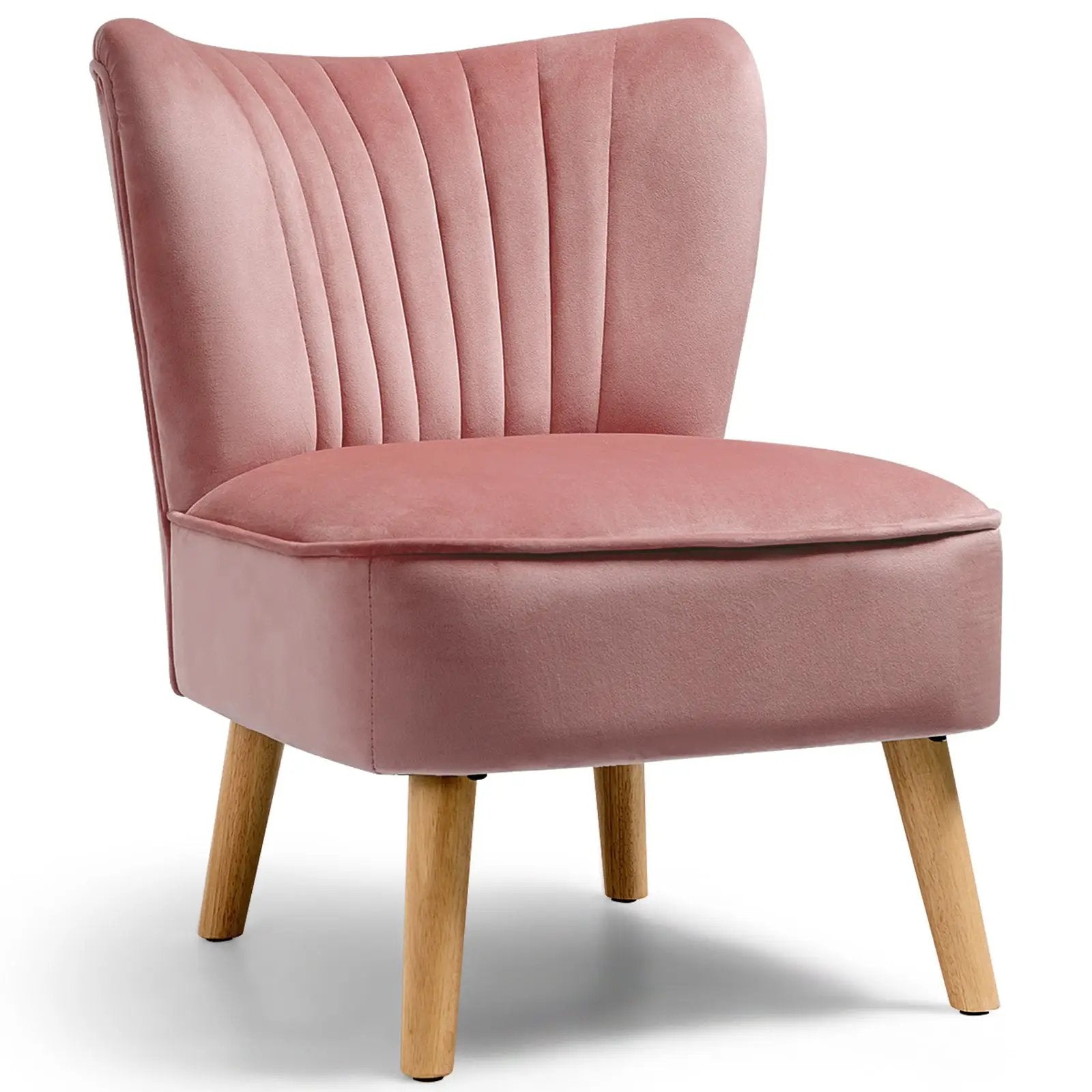 Modern Armless Velvet Accent Chair with Wood Legs by DirectDeals