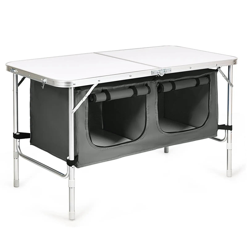Height Adjustable Folding Camping Table-Gray by DirectDeals