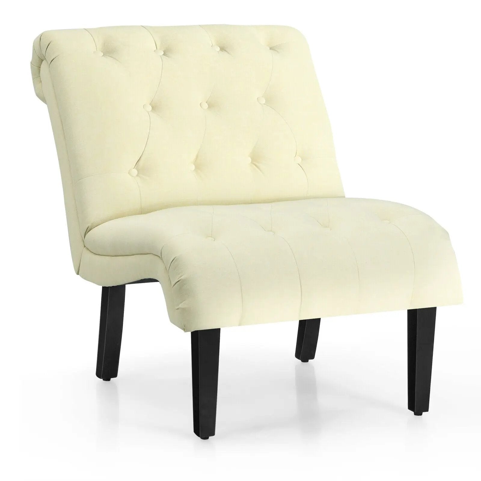 Cotton Linen Fabric Armless Accent Chair with Adjustable Foot Pads by DirectDeals