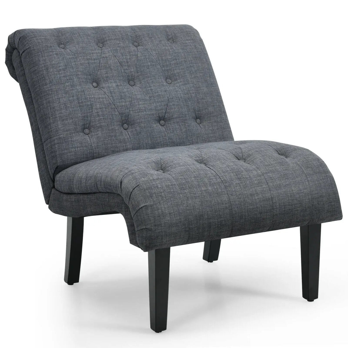 Cotton Linen Fabric Armless Accent Chair with Adjustable Foot Pads, photo 21 of 24