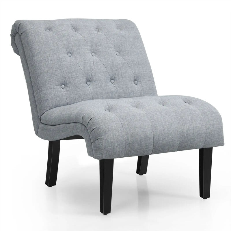 Cotton Linen Fabric Armless Accent Chair with Adjustable Foot Pads by DirectDeals