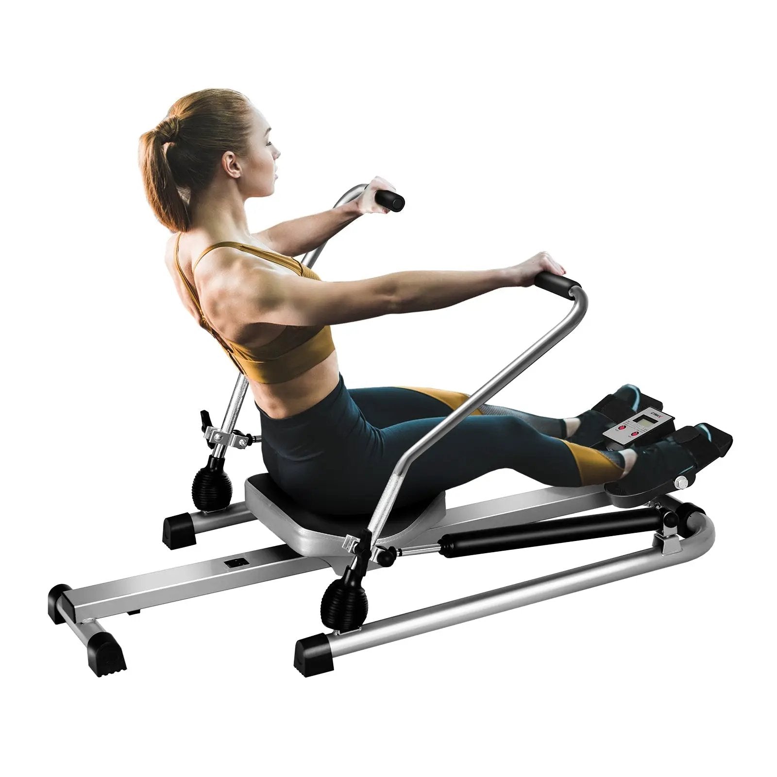 Exercise Adjustable Double Hydraulic Resistance Rowing Machine by DirectDeals