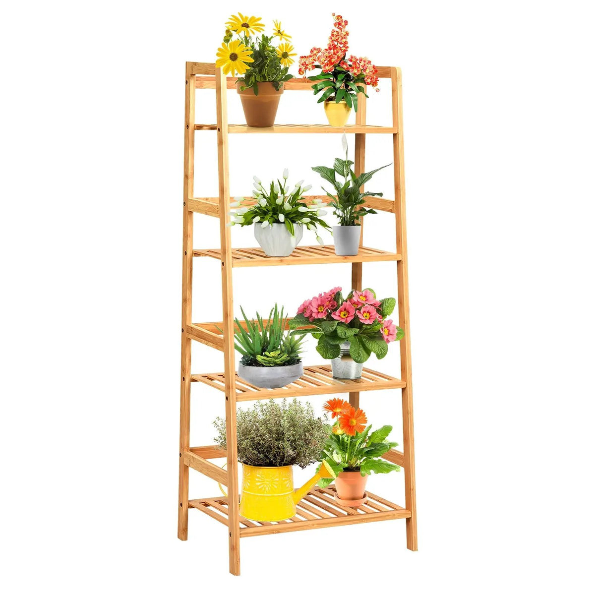 4-Tier Bamboo Plant Rack with Guardrails Stable and Space-Saving, photo 5 of 8