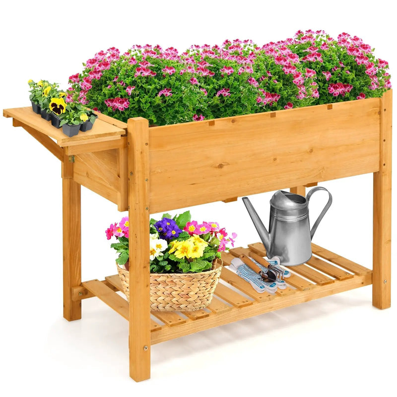 Elevated Planter Box Kit with 8 Grids and Folding Tabletop by DirectDeals