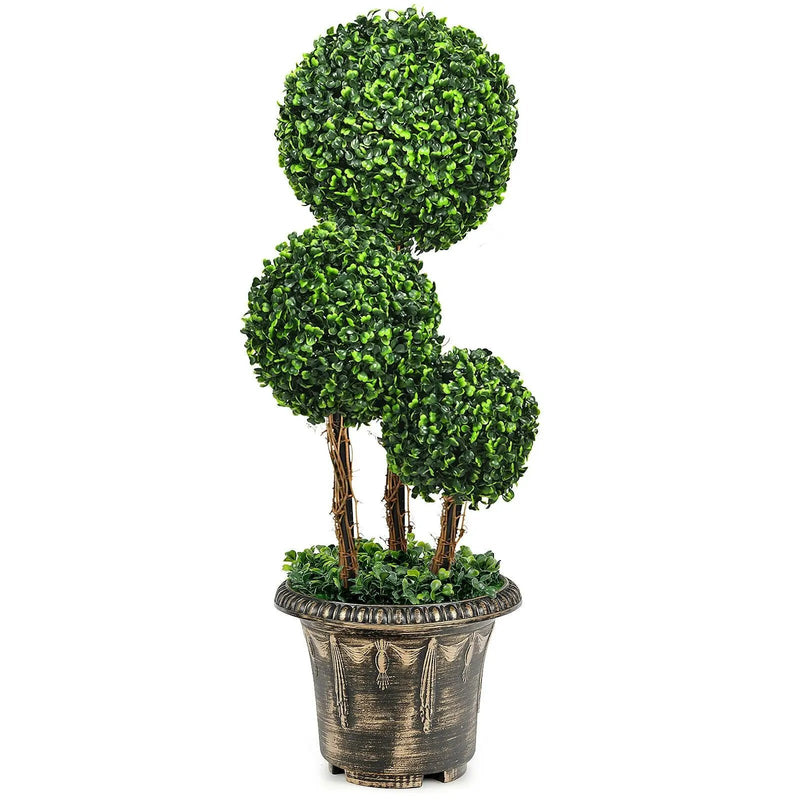 30 Inch Artificial Topiary Triple Ball Tree Indoor and Outdoor UV Protection by DirectDeals