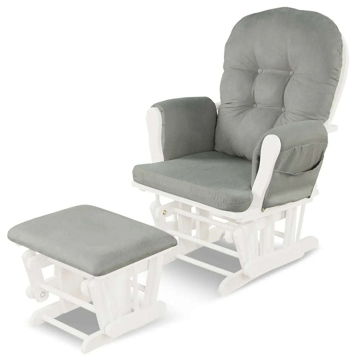 Wood Glider and Ottoman Set with Padded Armrests and Detachable Cushion, photo 11 of 14