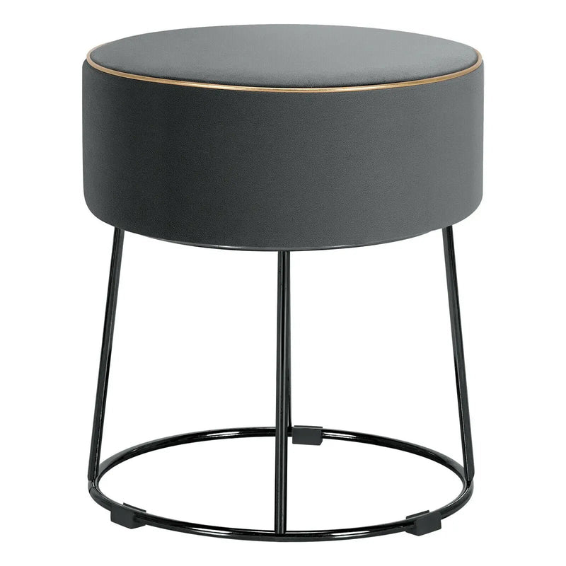 Round Velvet Footrest Stool Ottoman with Non-Slip Foot Pads for Bedside by DirectDeals