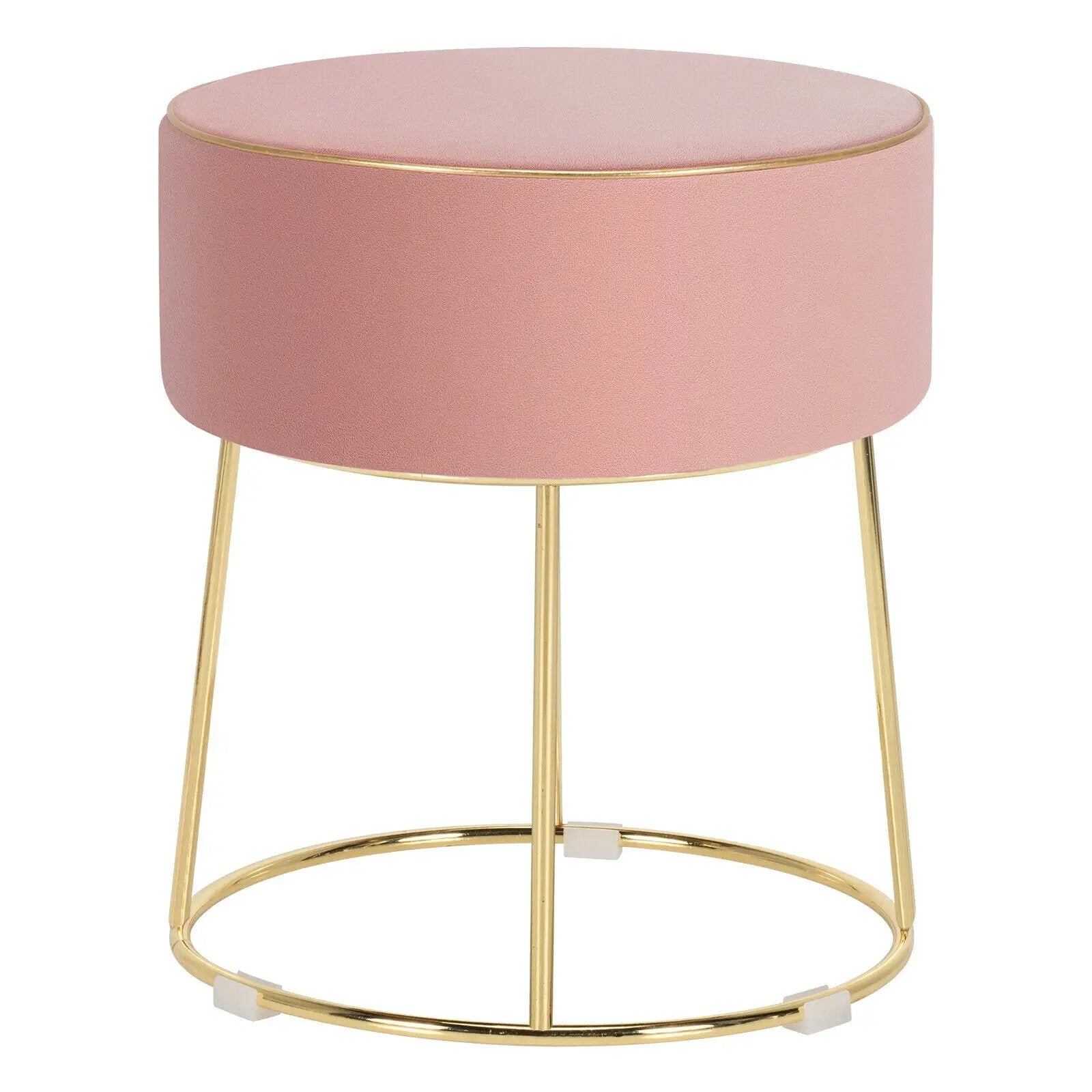 Round Velvet Footrest Stool Ottoman with Non-Slip Foot Pads for Bedside by DirectDeals