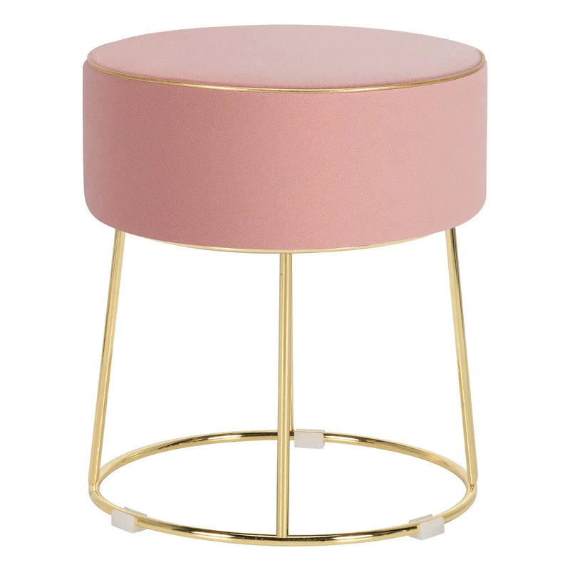 Round Velvet Footrest Stool Ottoman with Non-Slip Foot Pads for Bedside by DirectDeals