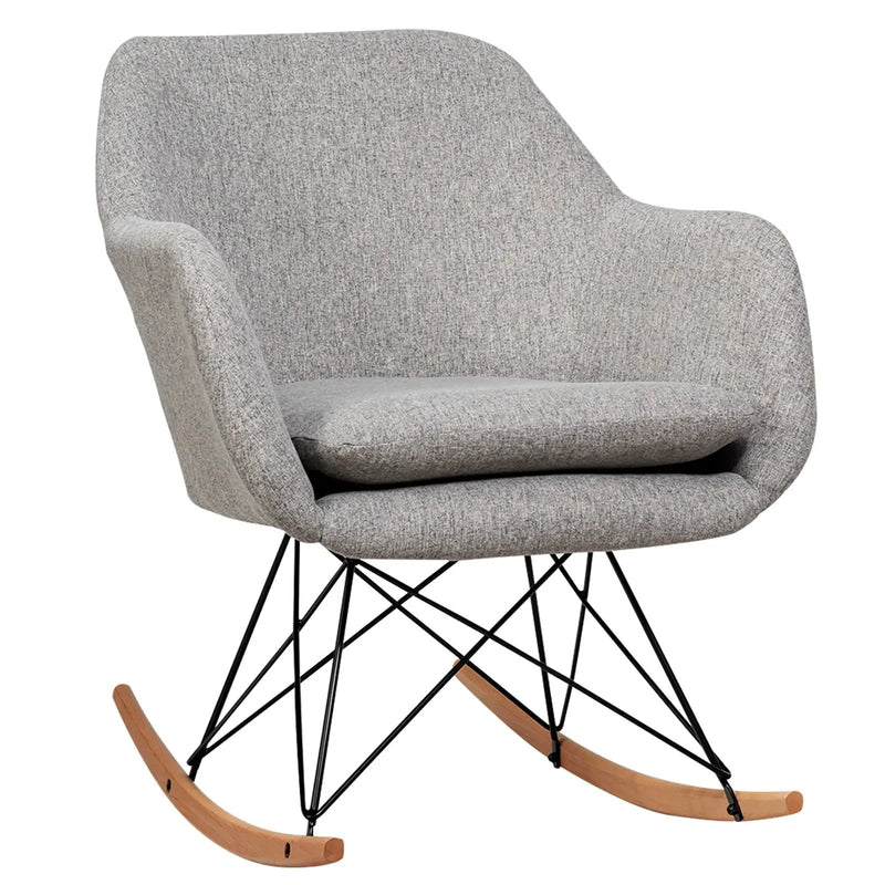 Upholstered Rocking Arm Chair with Solid Steel Wood Leg-Gray by DirectDeals