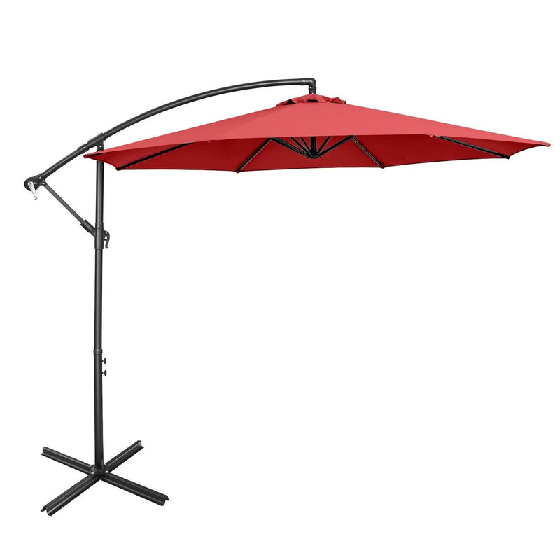 10 Feet Offset Umbrella with 8 Ribs Cantilever and Cross Base by DirectDeals