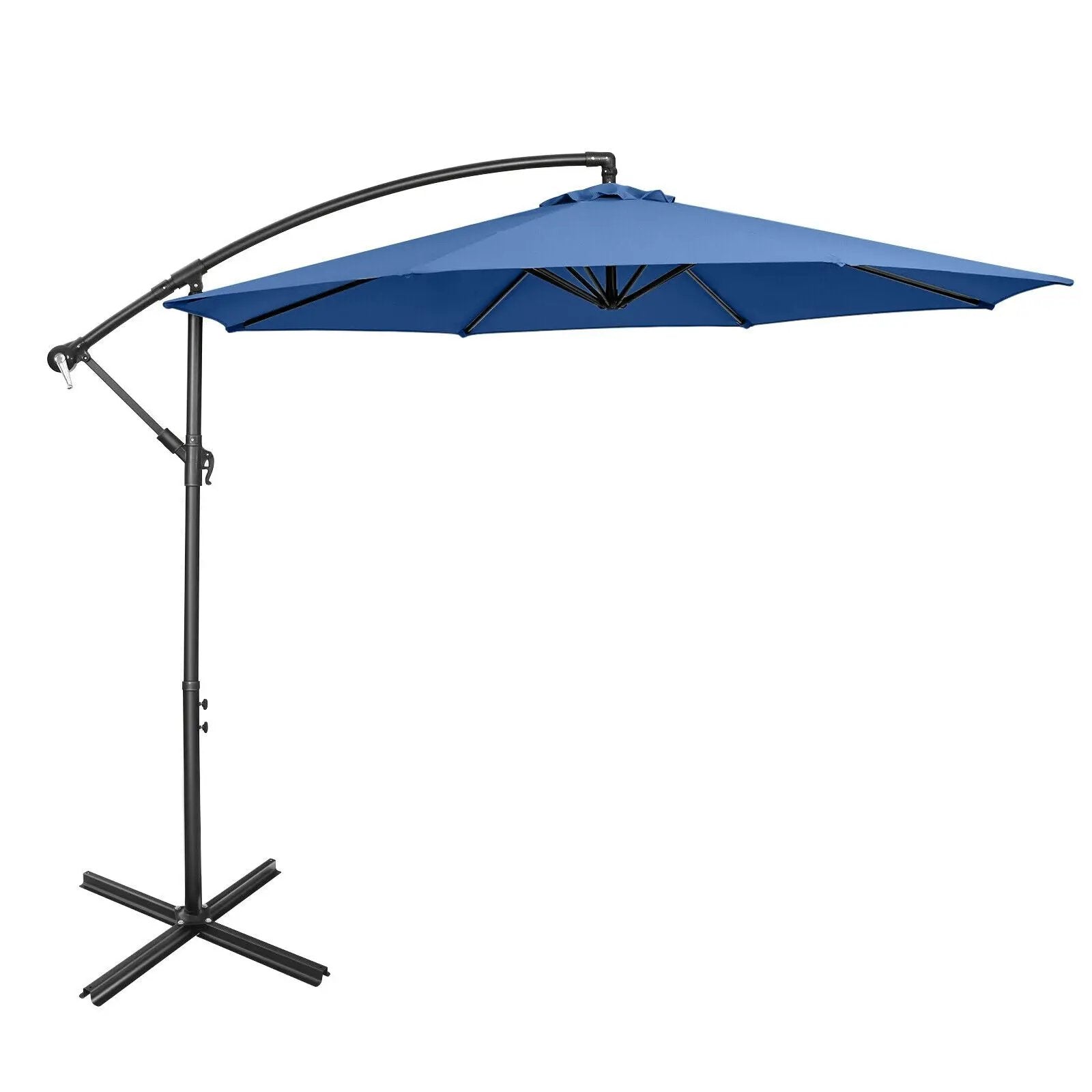 10 Feet Offset Umbrella with 8 Ribs Cantilever and Cross Base by DirectDeals