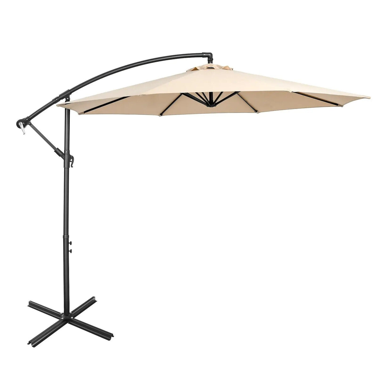 10 Feet Offset Umbrella with 8 Ribs Cantilever and Cross Base, photo 8 of 12