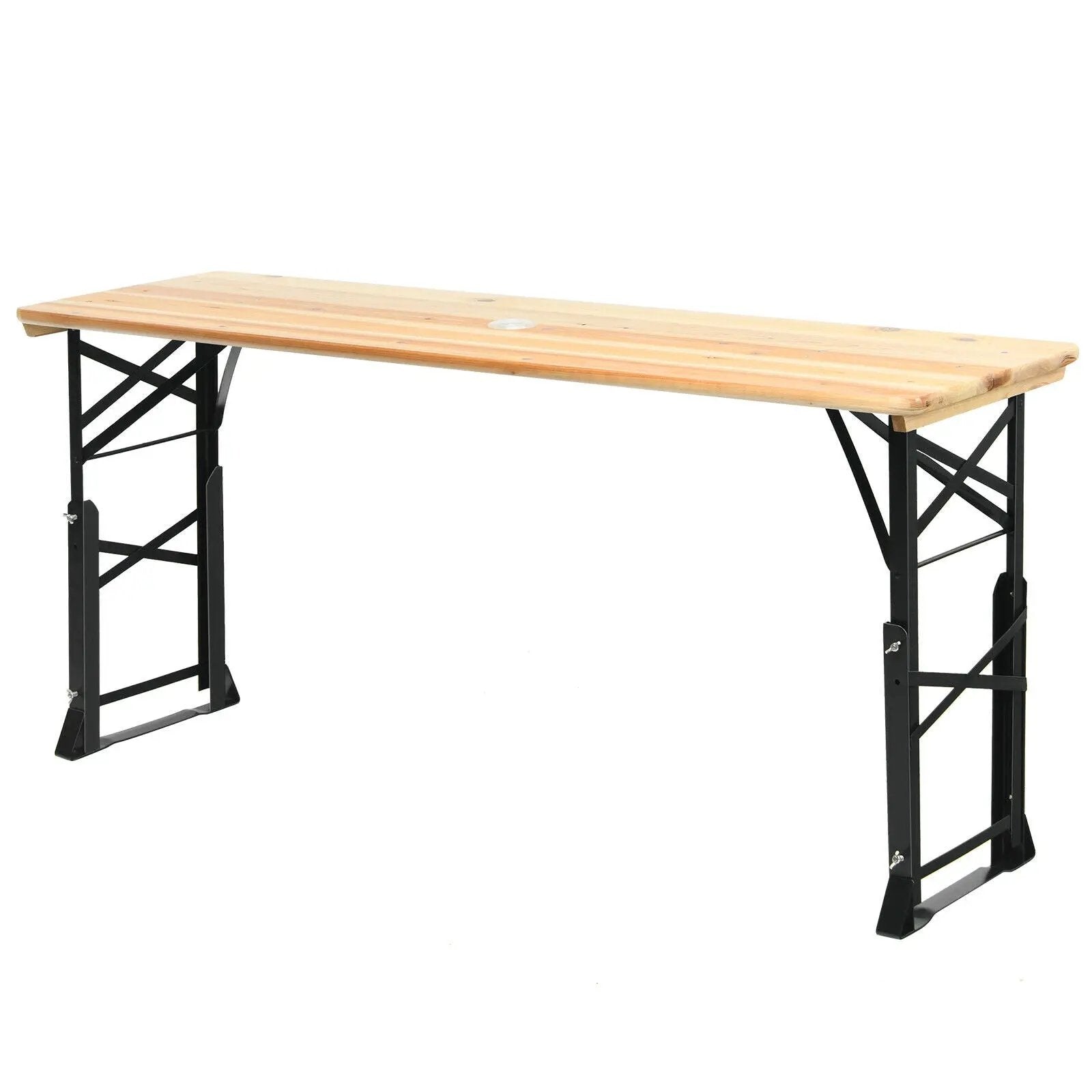 66.5 Inch Outdoor Wood Folding Picnic Table with Adjustable Heights by DirectDeals