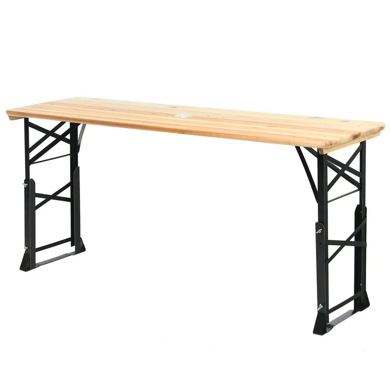 66.5 Inch Outdoor Wood Folding Picnic Table with Adjustable Heights by DirectDeals