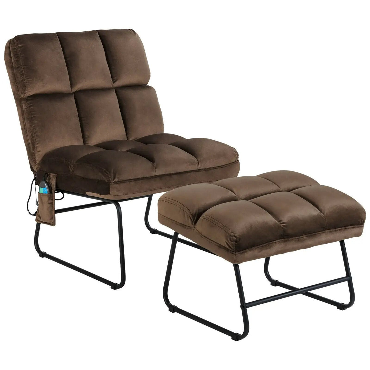 Velvet Massage Recliners with Ottoman Remote Control and Side Pocket, photo 3 of 9