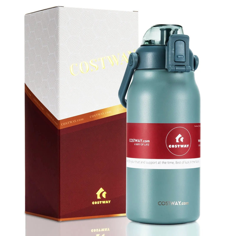 44oz Vacuum Insulated Leakproof Stainless Steel Sports Water Bottle-Gray by DirectDeals