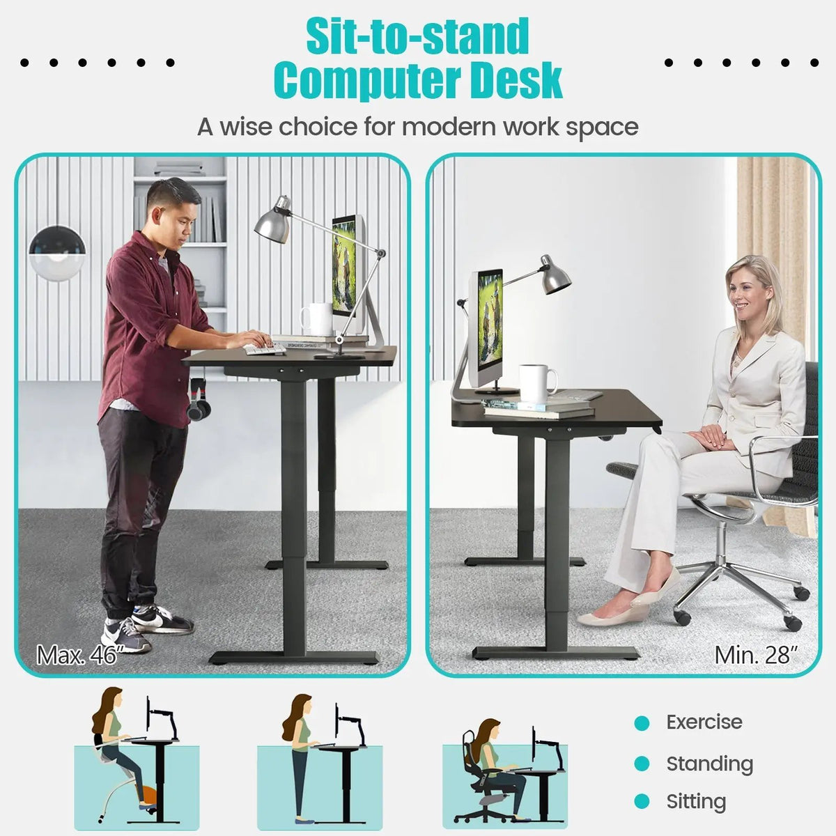 Electric Height Adjustable Standing Desk with Memory Controller, photo 5 of 11