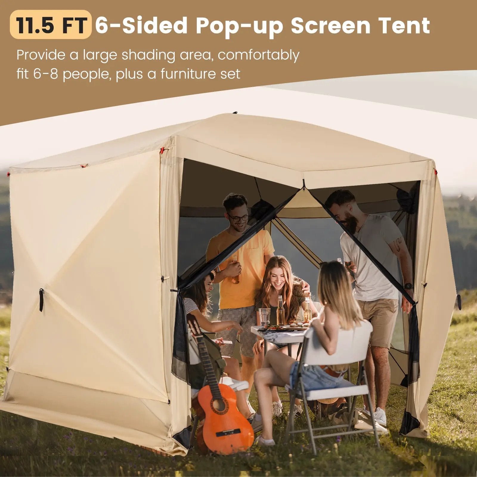11.5 X 11.5 FT Pop-up Screen House Tent with Portable Carrying Bag by DirectDeals