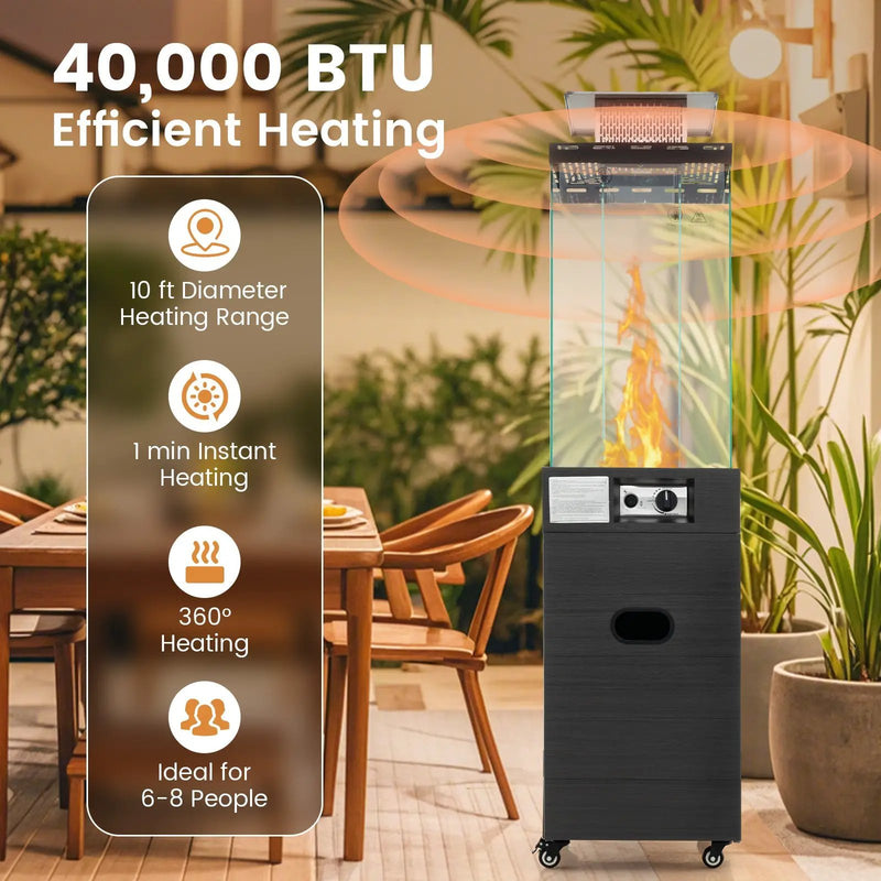 40000 BTU Patio Heater Outdoor Propane Gas Heater with Cover and Wheels-Black by DirectDeals