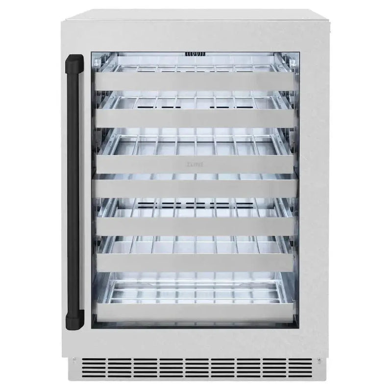ZLINE 24" Touchstone Dual Zone 44 Bottle Wine Cooler DuraSnow® Stainless Steel Glass Door Matte Black Handle RWDOZ-SN-24-MB by Farmhouse Kitchen and Bath