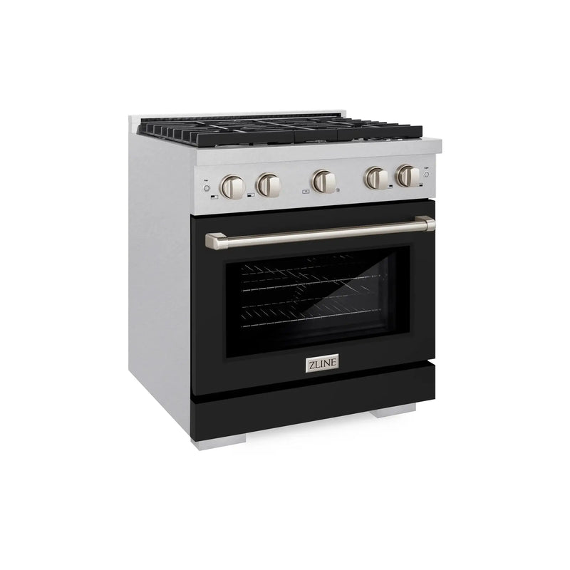 ZLINE 30"Gas Range, Convection Gas Oven, DuraSnow® Black Matte, SGRS-BLM-30 by Farmhouse Kitchen and Bath