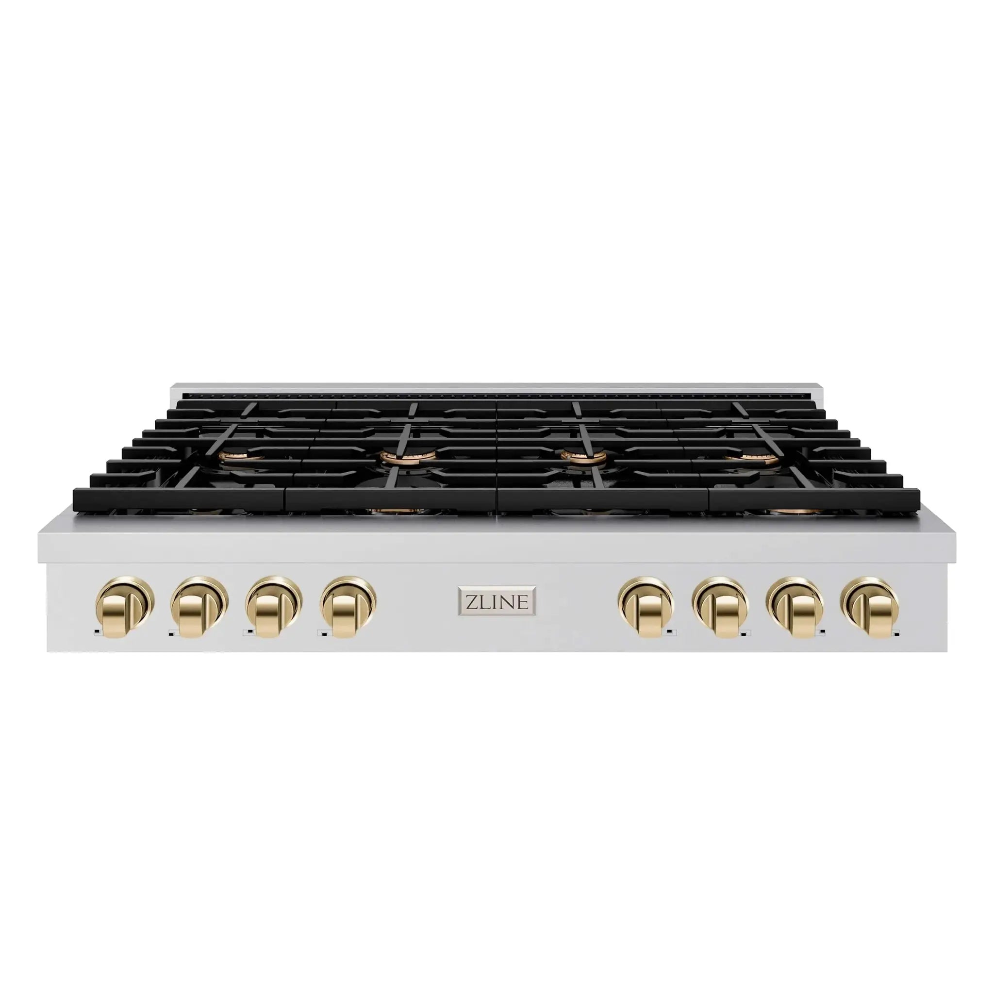 ZLINE 48" Paramount Gas Rangetop Stainless Steel Polished Gold SRTZ-48-G by Farmhouse Kitchen and Bath