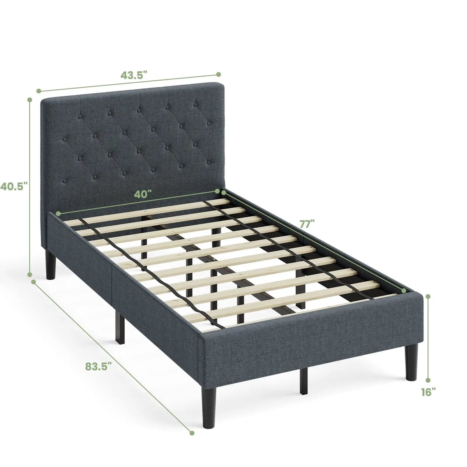Upholstered Bed Base with Button Stitched Headboard by DirectDeals