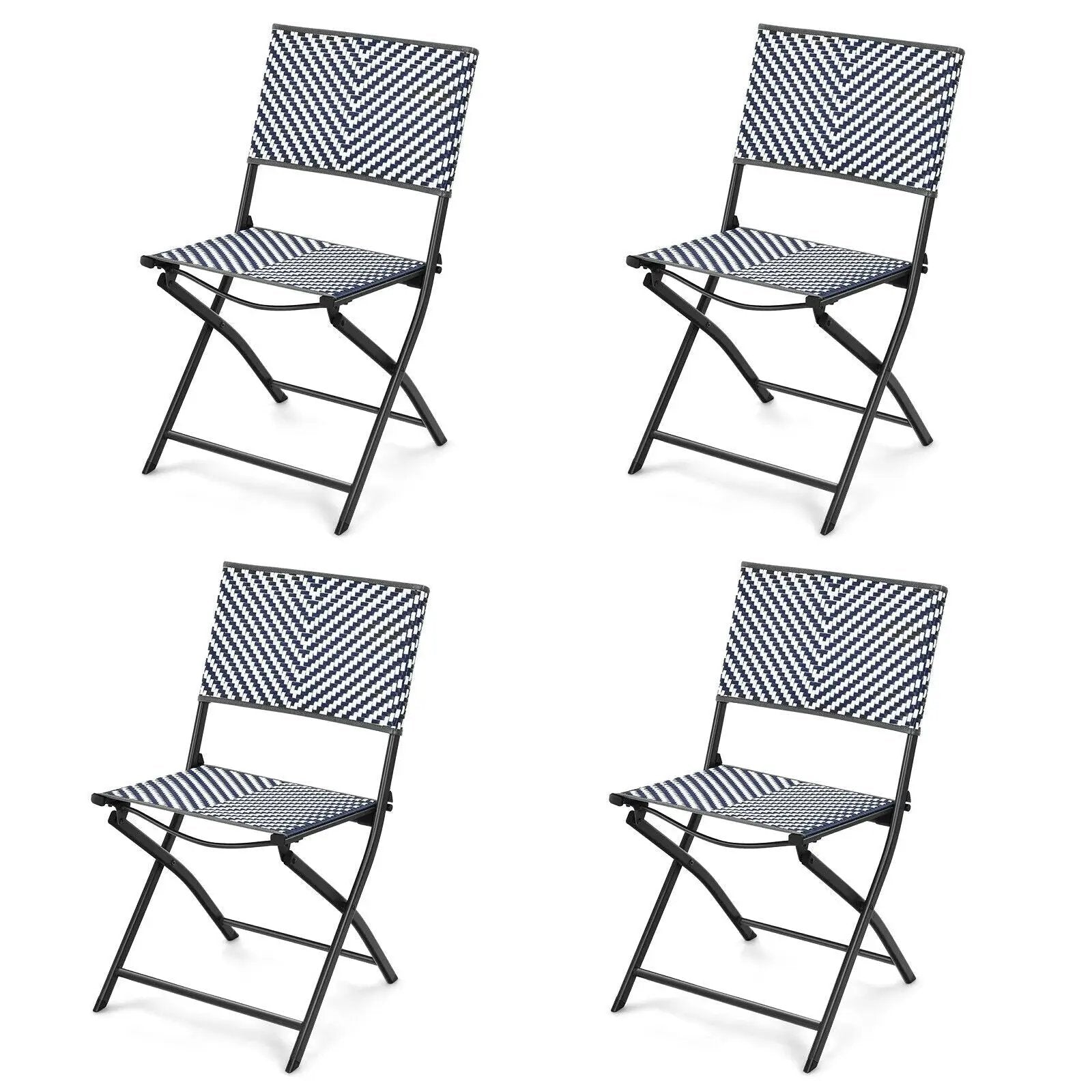 Set of 4 Patio Folding Rattan Dining Chairs for Camping and Garden by DirectDeals