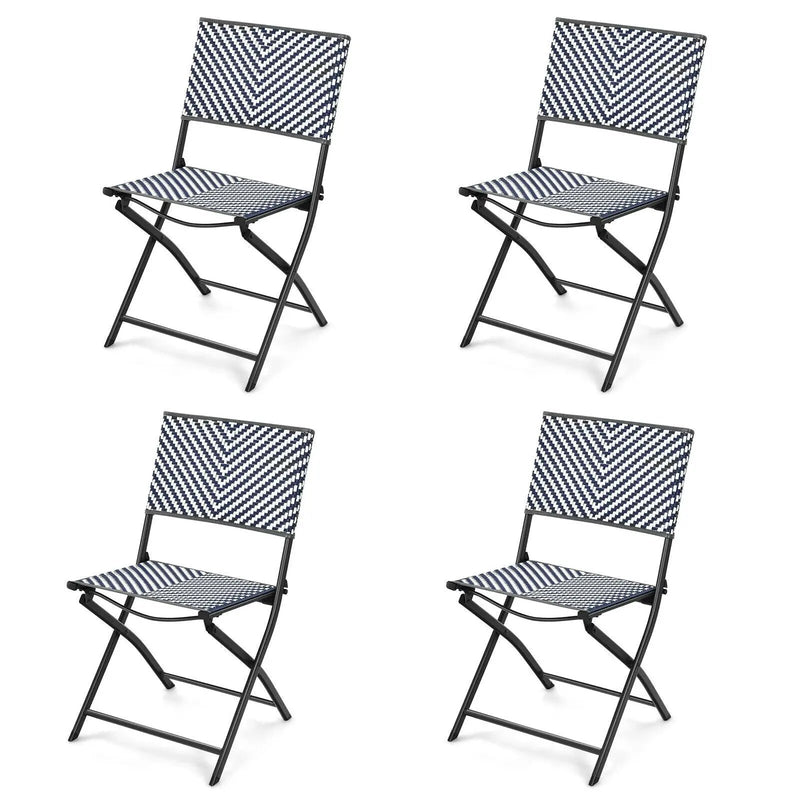 Set of 4 Patio Folding Rattan Dining Chairs for Camping and Garden by DirectDeals