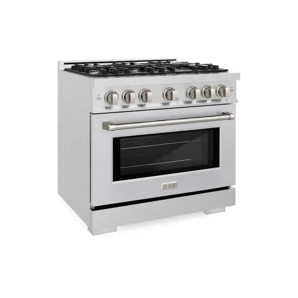 ZLINE 36" Select Dual Fuel Range Gas Cooktop Electric Convection Oven DuraSnow® Stainless Steel HDRS-36 by Farmhouse Kitchen and Bath