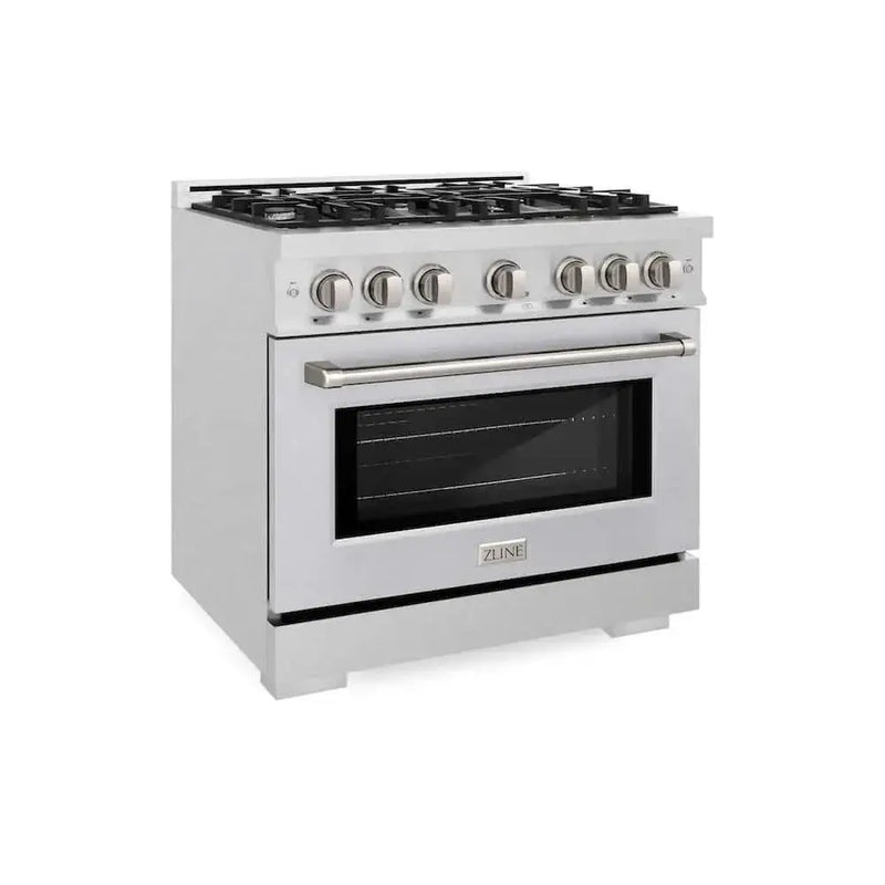ZLINE 36" Select Dual Fuel Range Gas Cooktop Electric Convection Oven DuraSnow® Stainless Steel HDRS-36 by Farmhouse Kitchen and Bath
