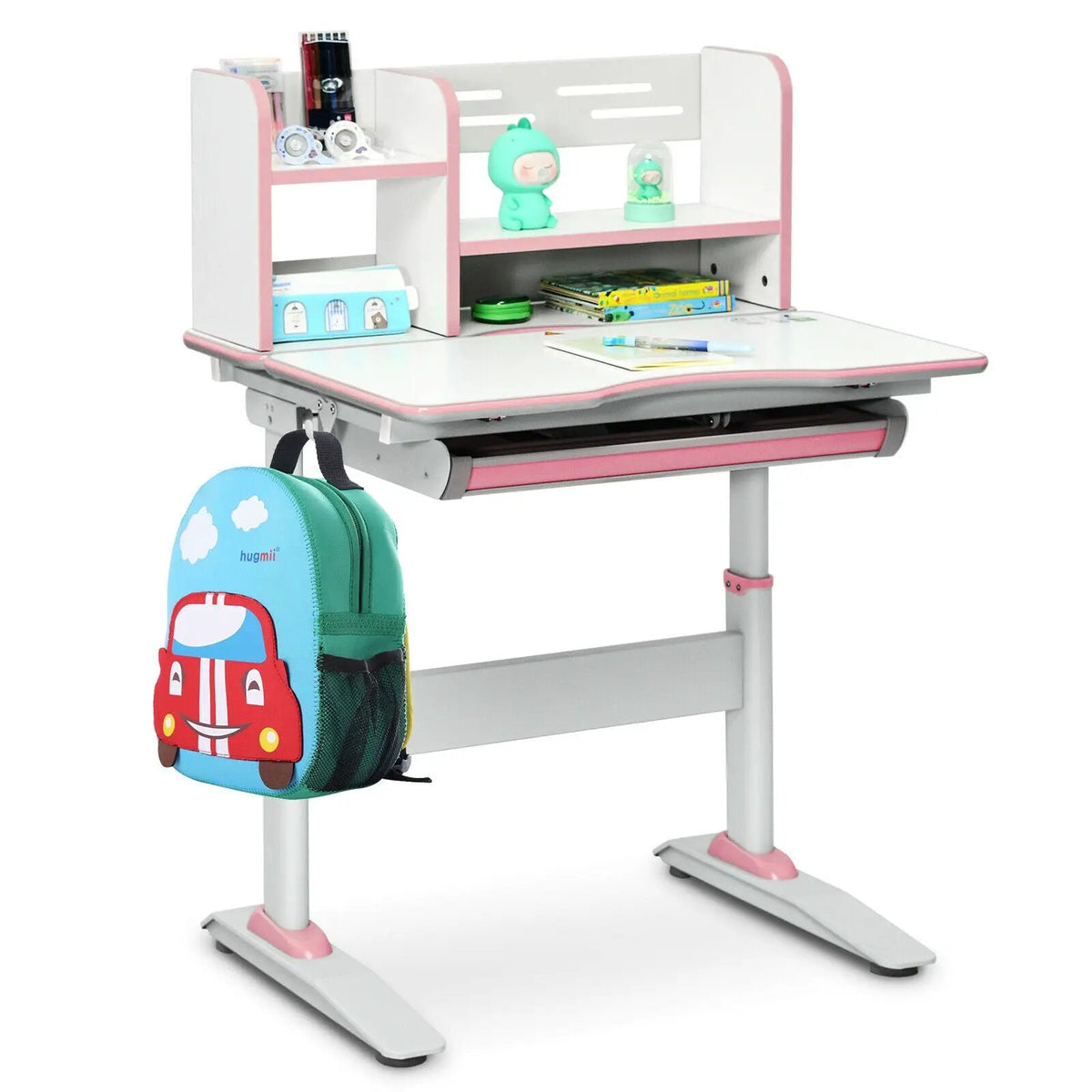 Kids Multifunctional Writing Desk with Tilt Desktop and Book Shelf, photo 5 of 16