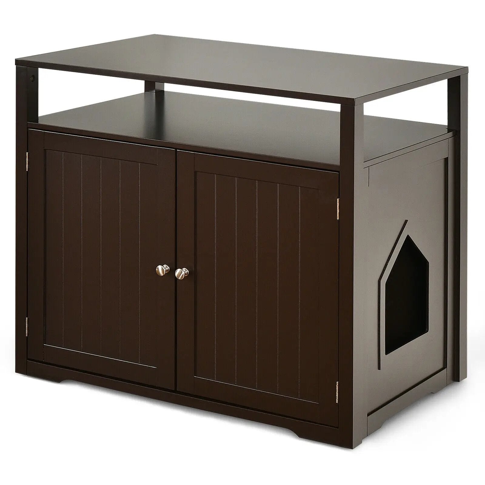 Wooden Cat Litter Box Enclosure Hidden Cat Washroom with Storage Layer by DirectDeals