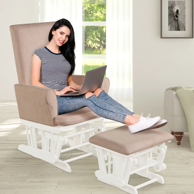Baby Nursery Relax Rocker Rocking Chair Glider and Ottoman Cushion Set by DirectDeals