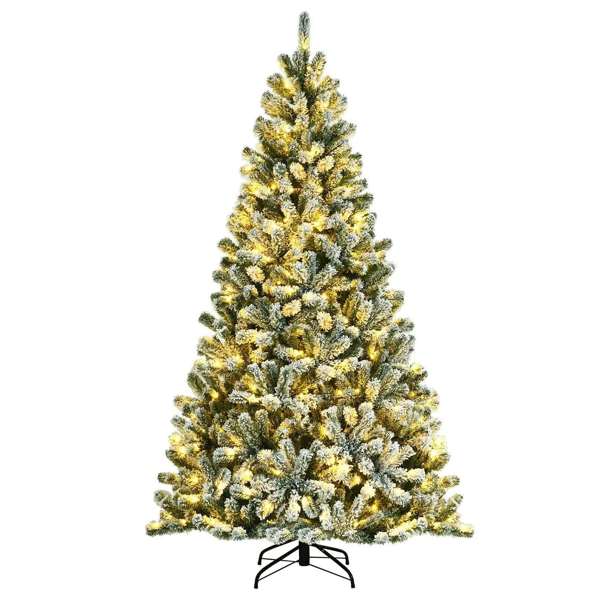 6 Feet Pre-lit Snow Flocked Hinged Christmas Tree with 928 Tips and Metal Stand, photo 10 of 10