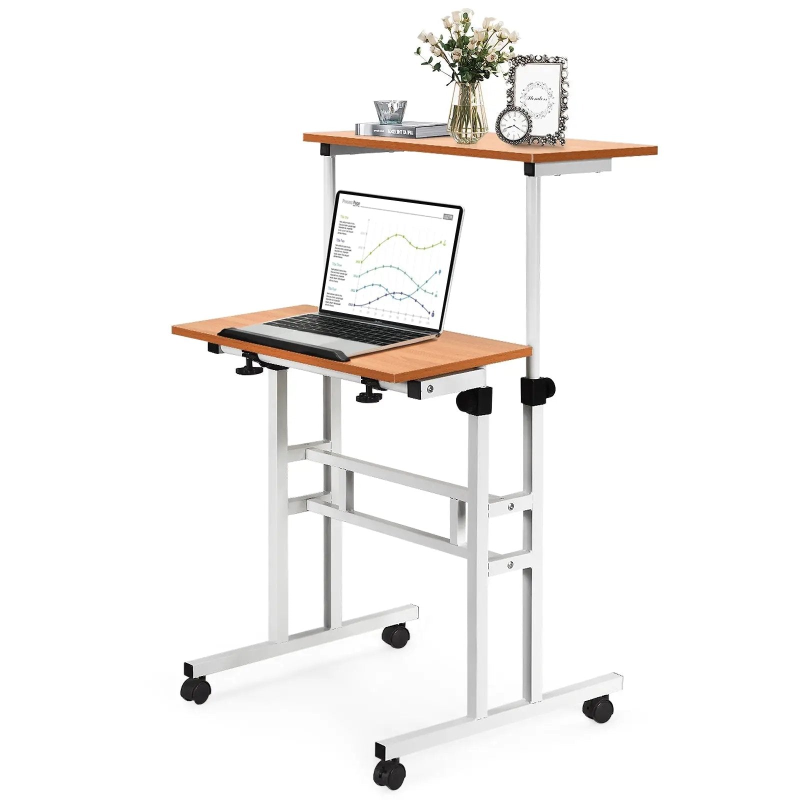 2 in 1 Height Adjustable Sit Standing Computer Desk by DirectDeals